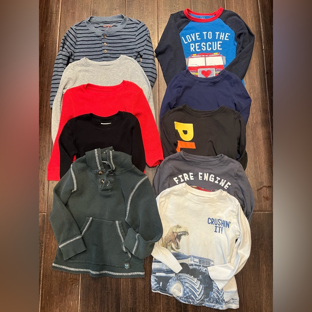 4T lot of ten long sleeve shirts various brands dinosaur fire truck